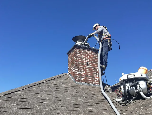 Dedicated El Monte Chimney Sweep team member cleaning a chimney in El Monte, CA