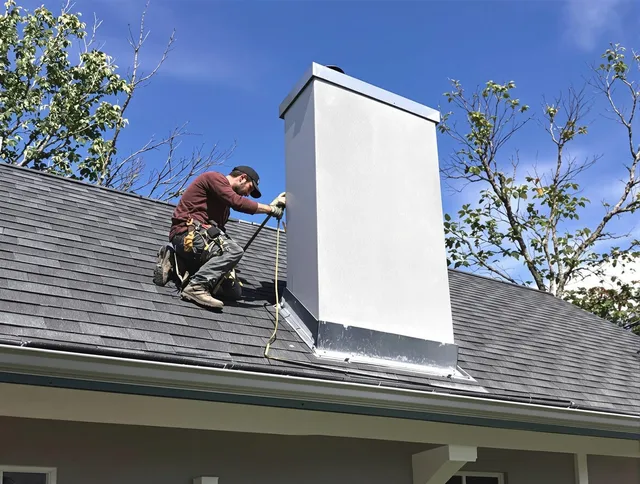 El Monte Chimney Sweep team member finishing chimney construction in El Monte, CA