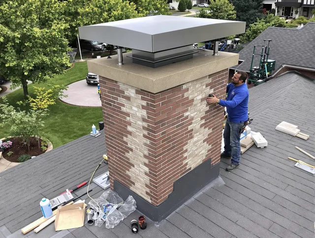 El Monte Chimney Sweep team working on a custom chimney remodel in El Monte, CA