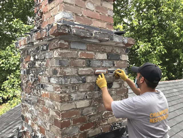 In-progress chimney restoration by El Monte Chimney Sweep in El Monte, CA